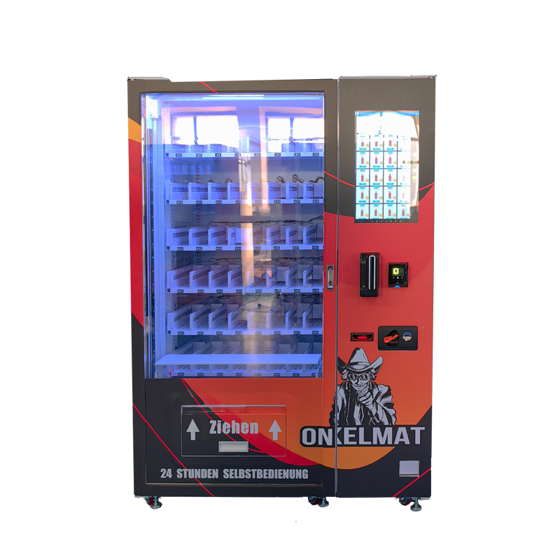 Distributeur automatique d'alcool Micron Smart Vape avec identification de l'âge du vérificateur d'âge. Distributeur automatique pour l'Allemagne, l'Autriche, l'Italie, la France, la Belgique
